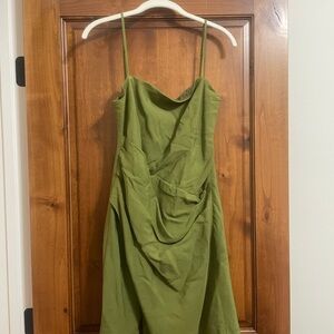 Astr Green Ruched Sundress with Spaghetti Straps for Cocktail